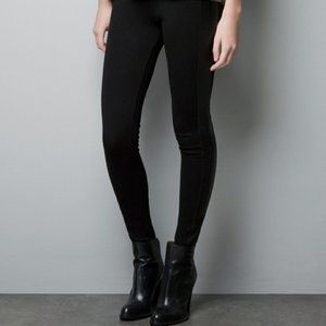 Zara Basic Black Ponte Leggings Size Medium